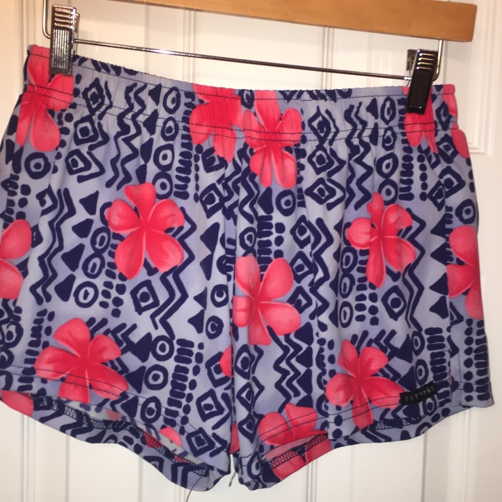 🦀🦀Men’s SAUVAGE California tropical print swim trunks. Size S.  EUC